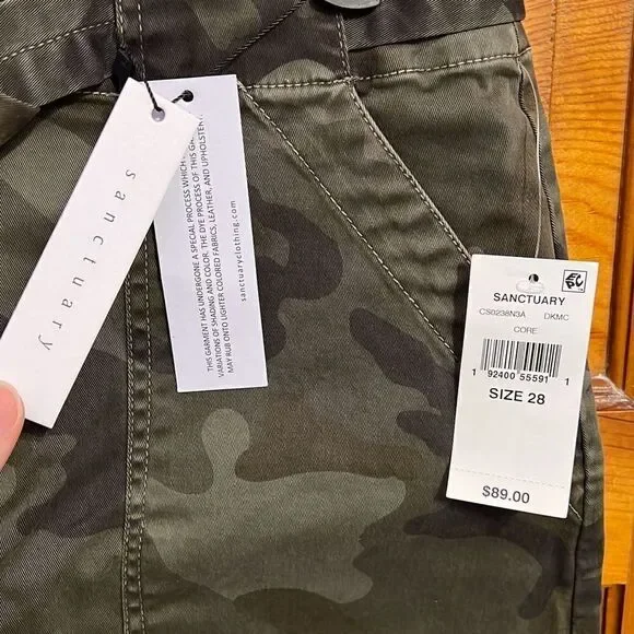 Sanctuary Green Camo Denim Mini Skirt Women’s Size 28